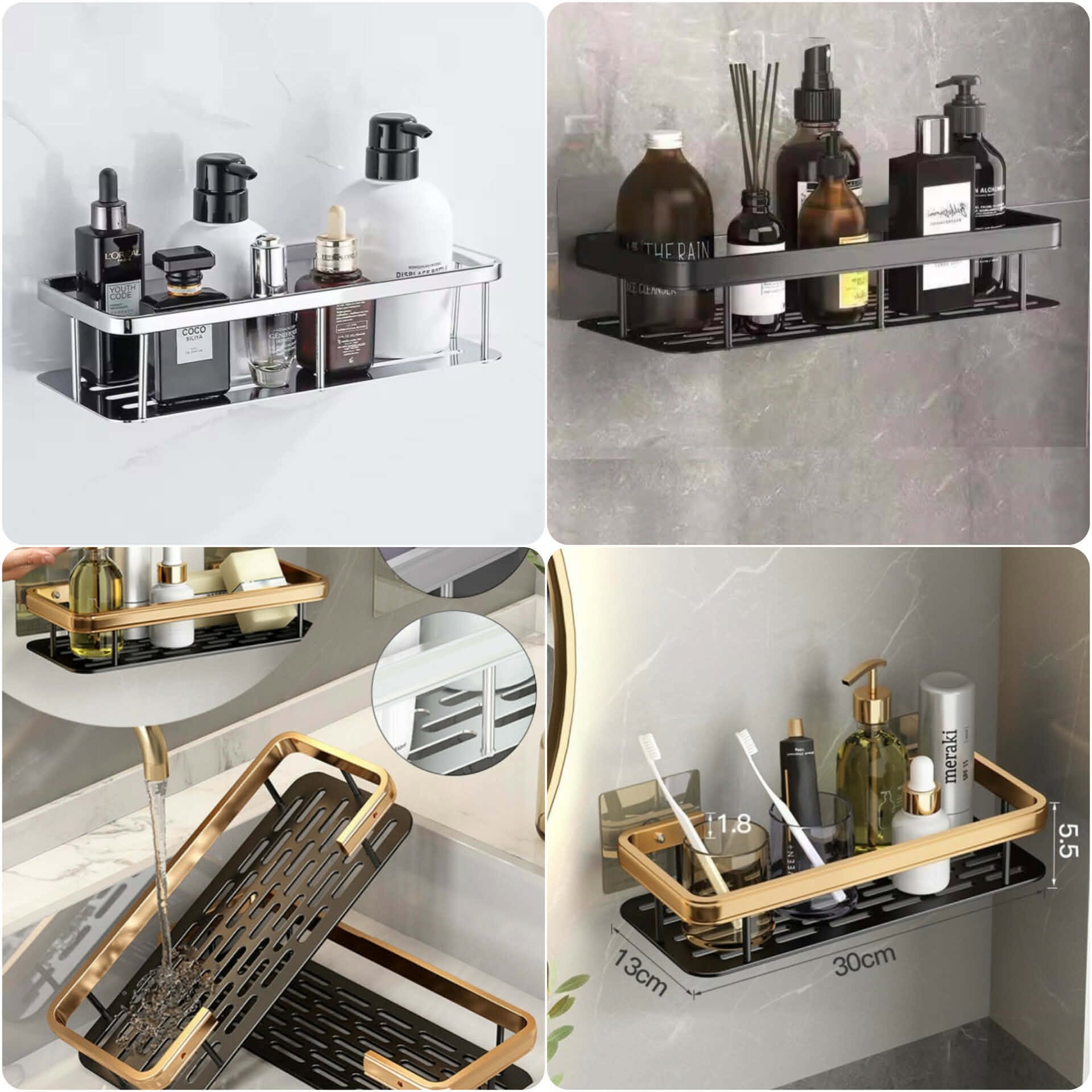 Premium Aluminum Alloy Shampoo Rack