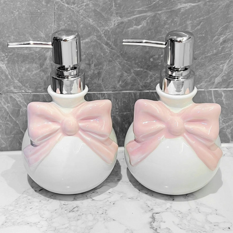 Refillable Bow Soap Dispenser Shampoo Conditioner Separate Bottles Liquid Soap Dispenser for Bathroom Hand Sink Tools