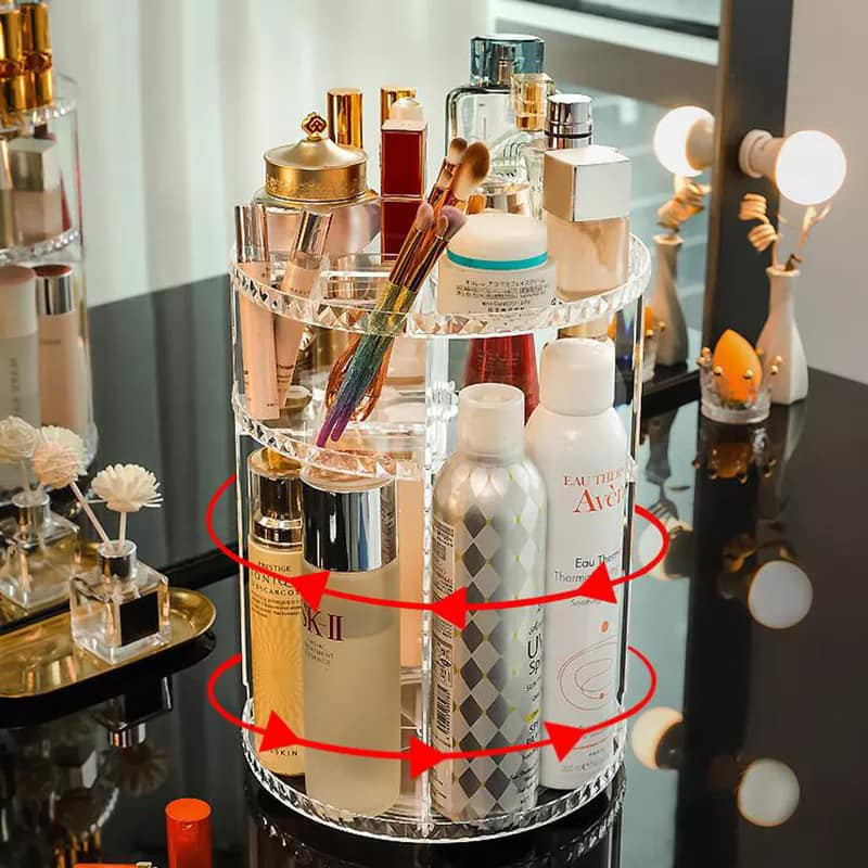 360 Degree Rotating Cosmetic Storage Box Makeup Organizer