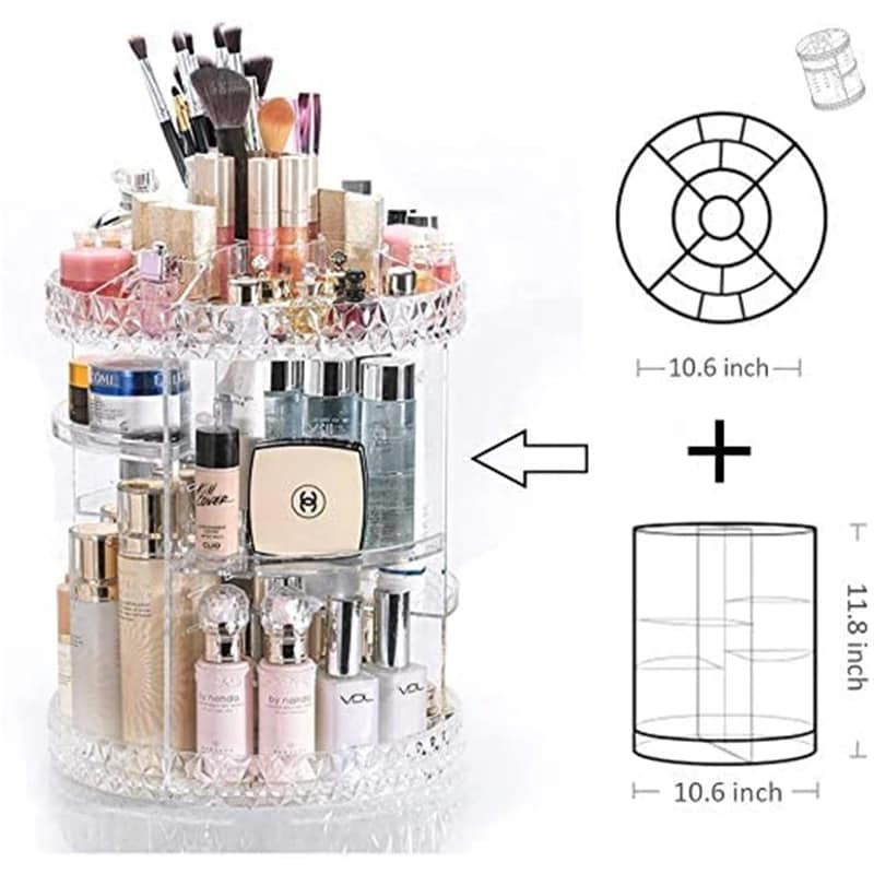 360 Degree Rotating Cosmetic Storage Box Makeup Organizer