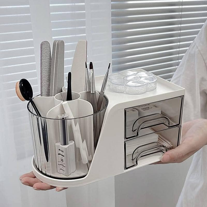 Makeup Organizer Cosmetic Storage Box with 360 Roatating Makeup Organizer