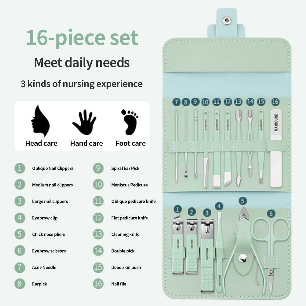 16Pcs Nail Clipper Set Nail Cutter