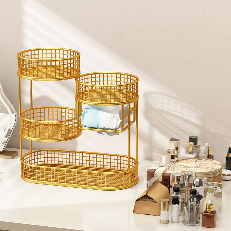 Varnished Metal Cosmetic Organizer And Fruit Rack