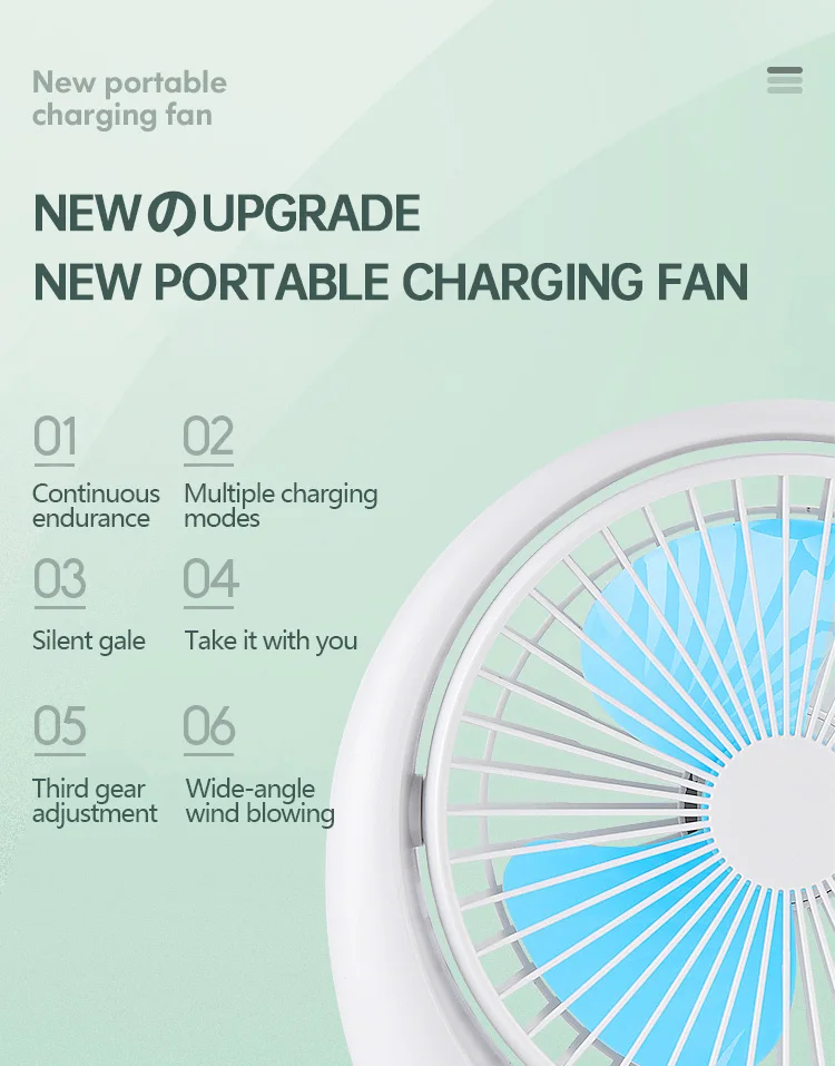 Quiet Cool Mini Portable Desk Fan Usb Rechargeable Home Camping Car Adjustable Portable Fans_000026