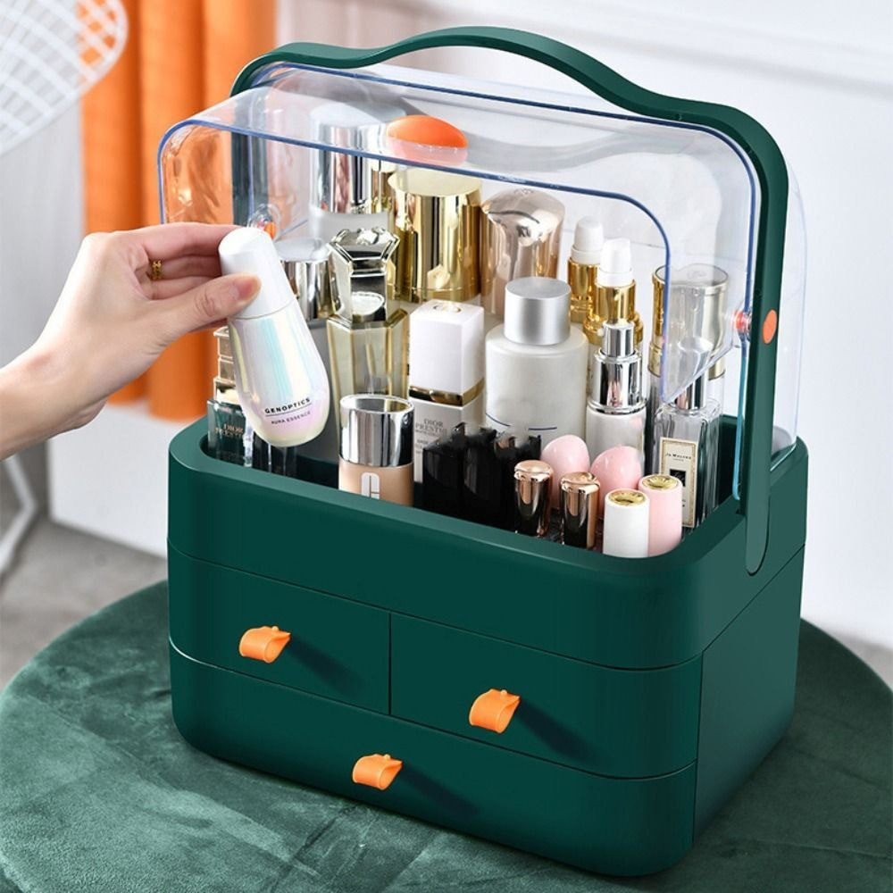 Large Capacity Dust Proof Transparent Lid Drawer Makeup Storage Box